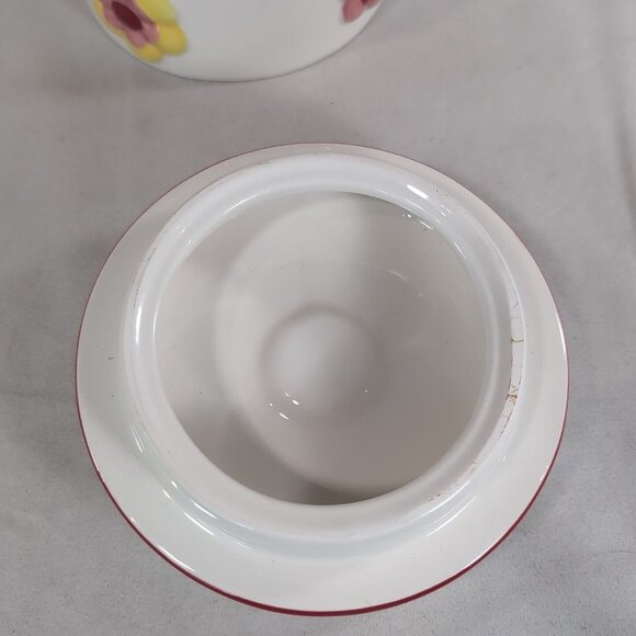 Cake Boss Flower Cookie Jar Floral Pink Yellow Beige Ceramic 2013 B008 Handpaint - Picture 4 of 10